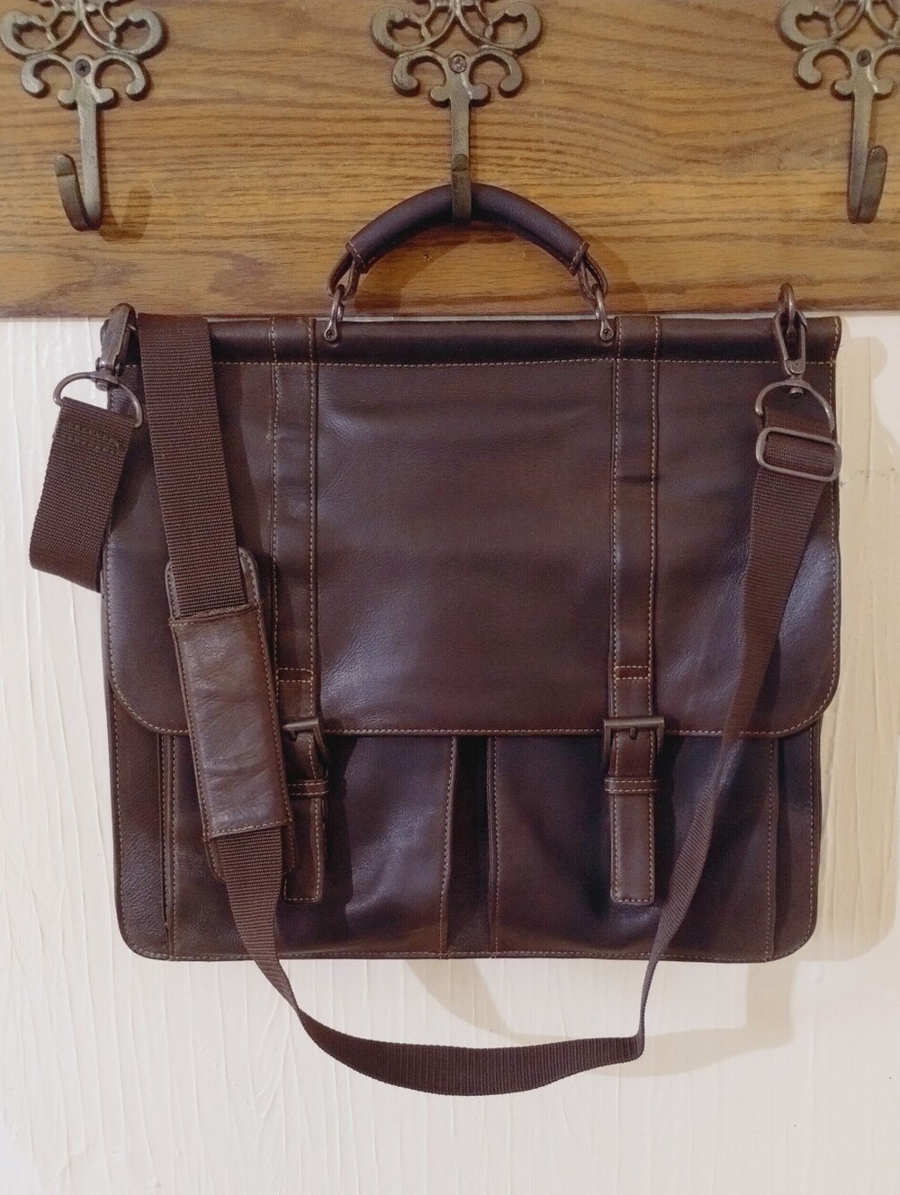 Wilson's Leather Mahogany Leather Laptop Messenger - Classic Briefcase Style